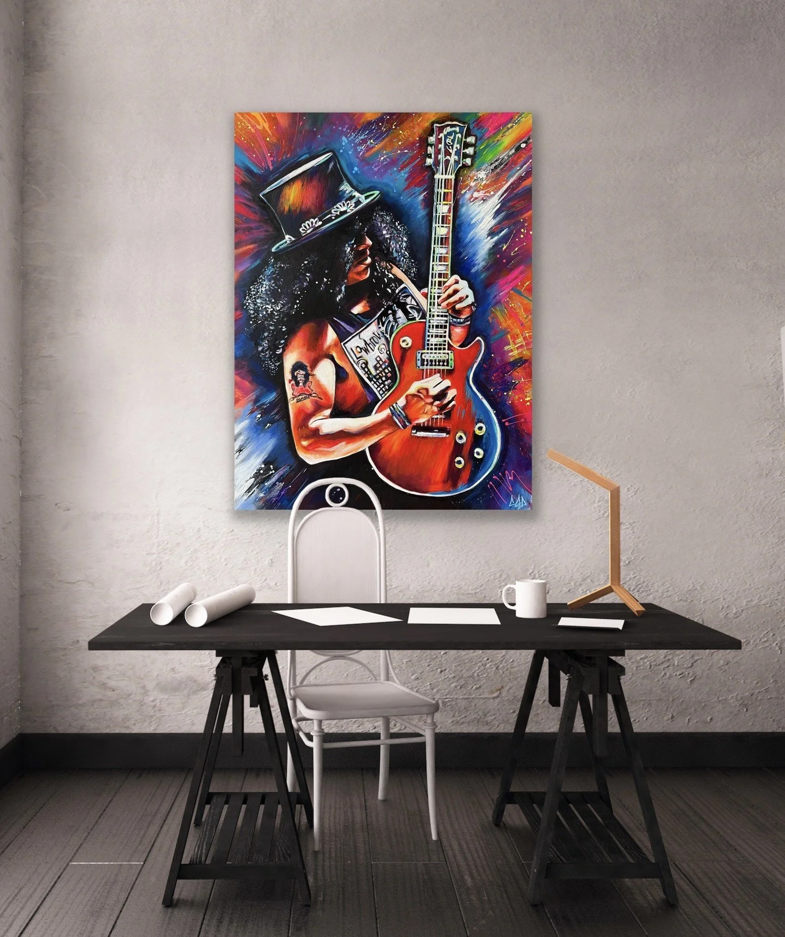Slash neon pop art painting. — CGDiaz Art